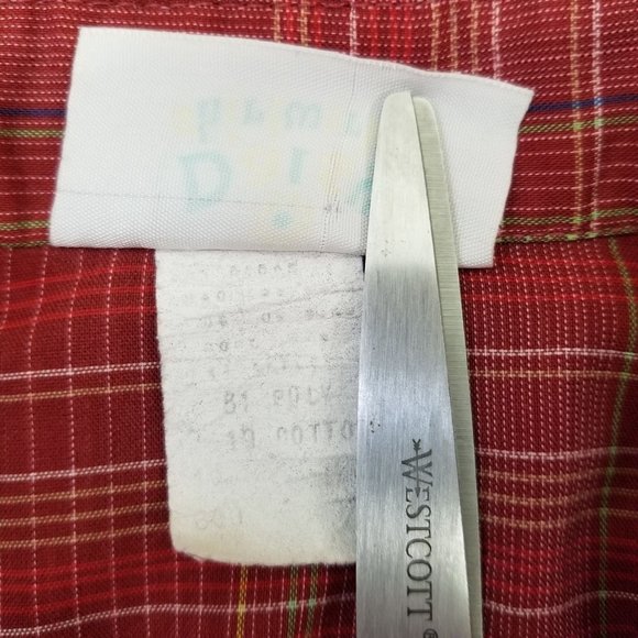 Daisy Red Plaid Gingham Western Top Blouse Rockabilly M 8 Lace Trim Cosplay - Picture 5 of 7